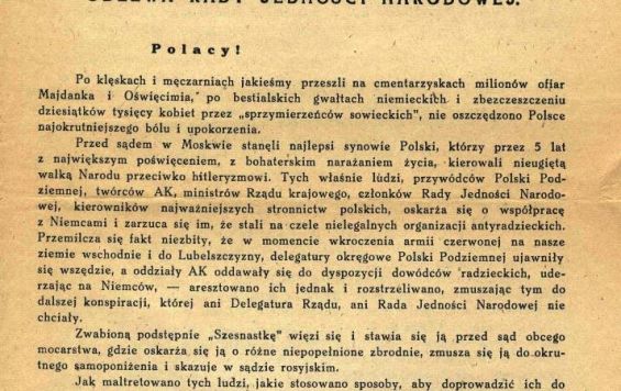 Manifesto of the Council of National Unity to the Polish and Allied Nations